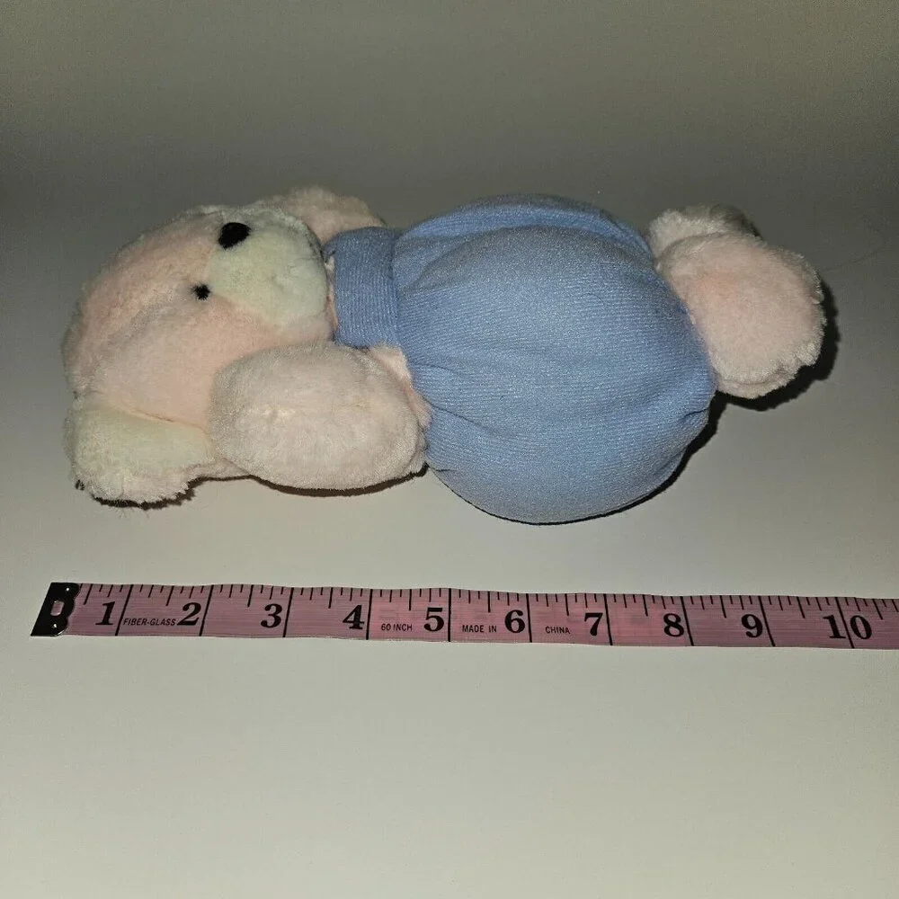 VTG America Wego Pink Teddy Bear Plush Blue Overalls 8